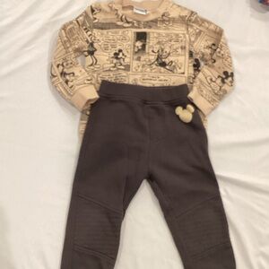 Disney Brown Sweatpants with Mickey Mouse Accent